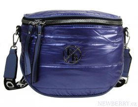 Modern dmsk crossbody kabelka / ledvinka metalick modr